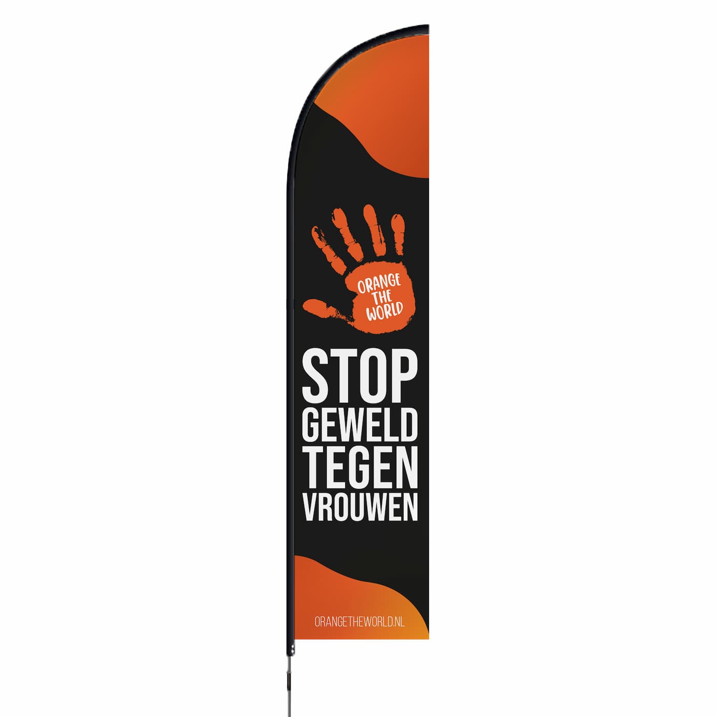Orange the World Beachflag M - zwart