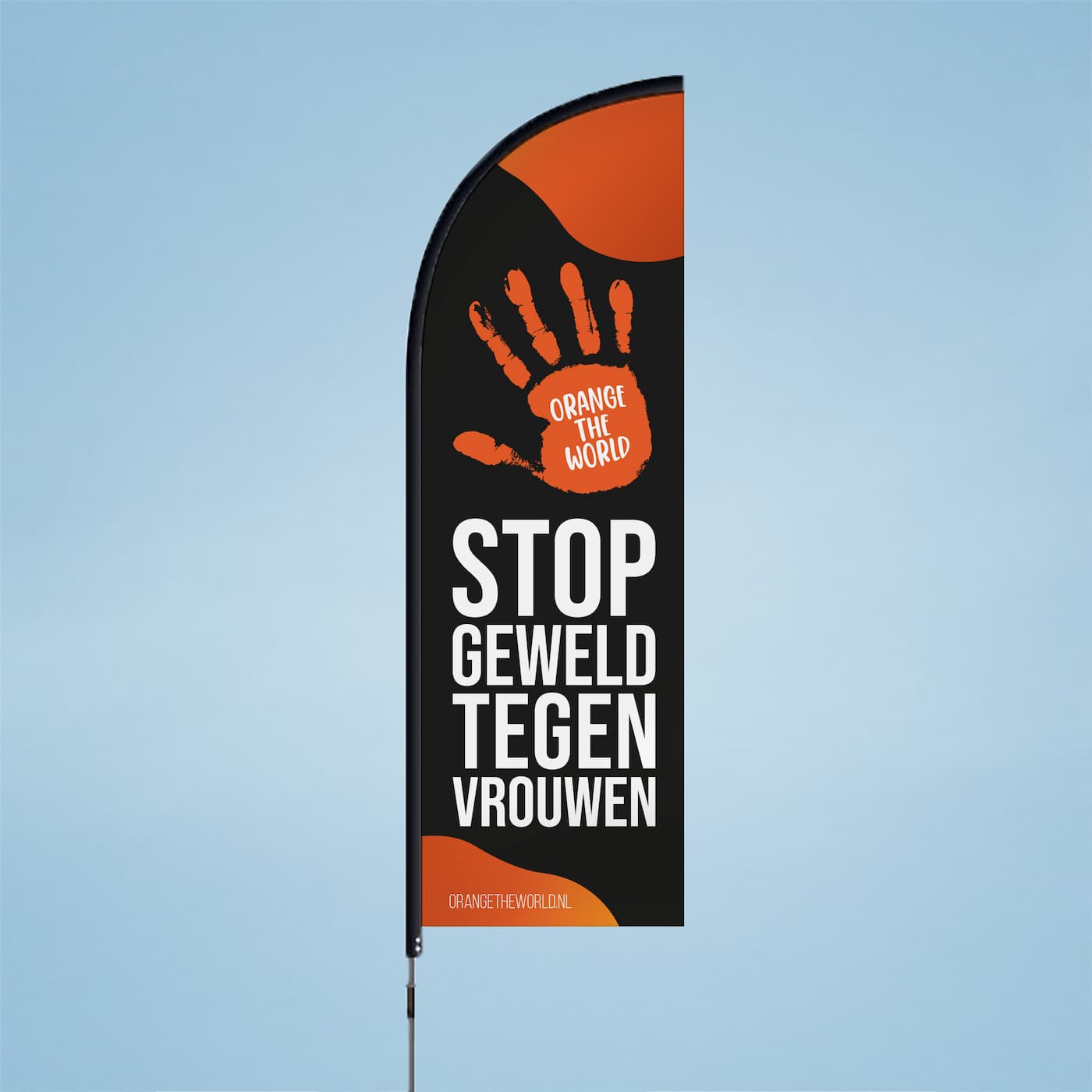 Orange the World Beachflag S - zwart