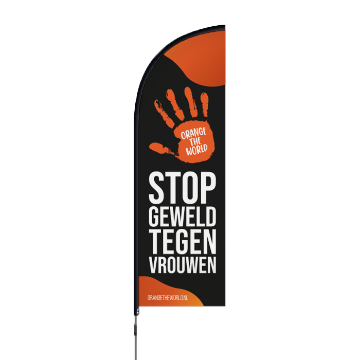 Orange the World Beachflag S - zwart