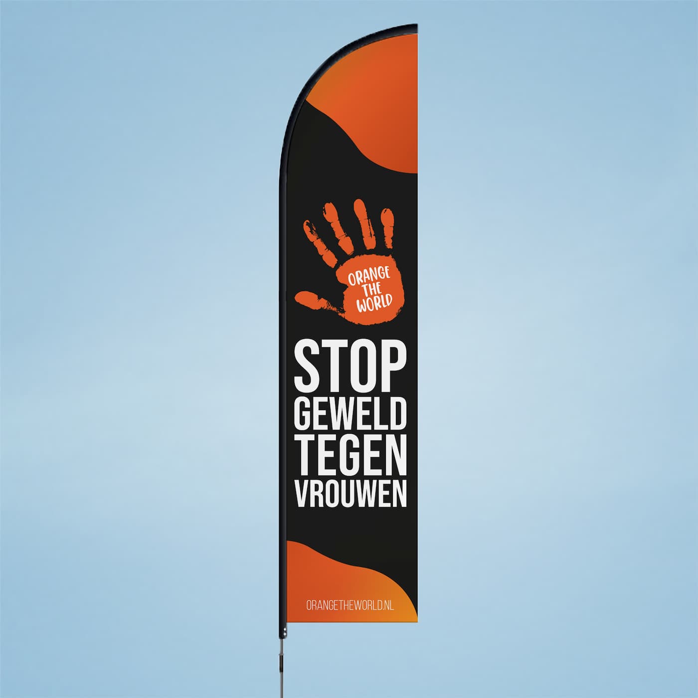 Orange the World Beachflag M - zwart