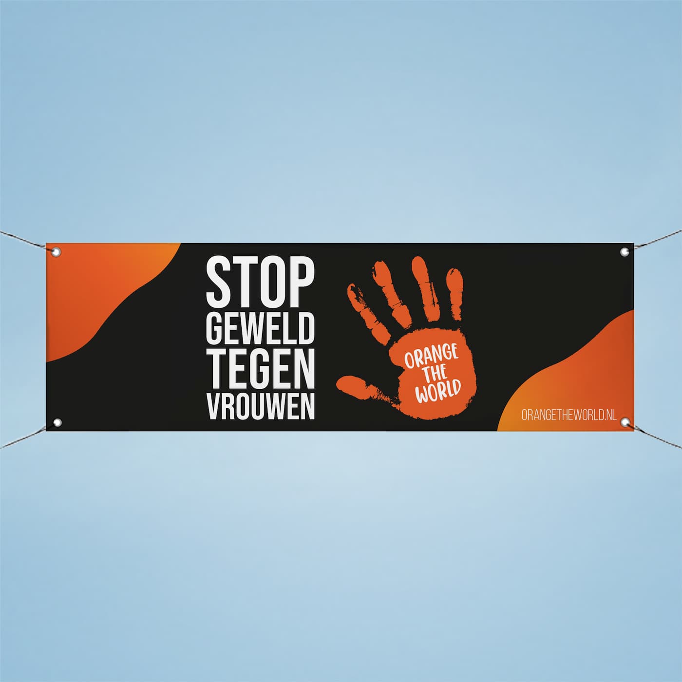 Orange the World spandoek - zwart