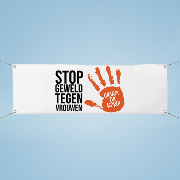 Orange the World spandoek - wit